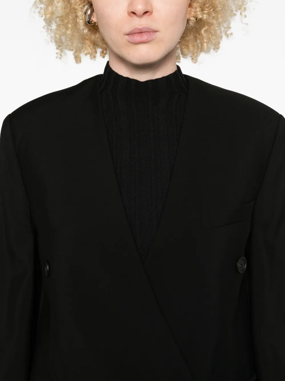 The Row Double-breasted Coat In Black