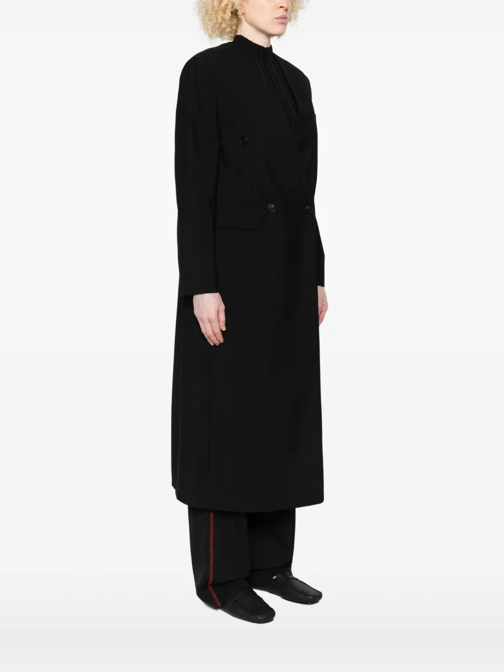 The Row Double-breasted Coat In Black