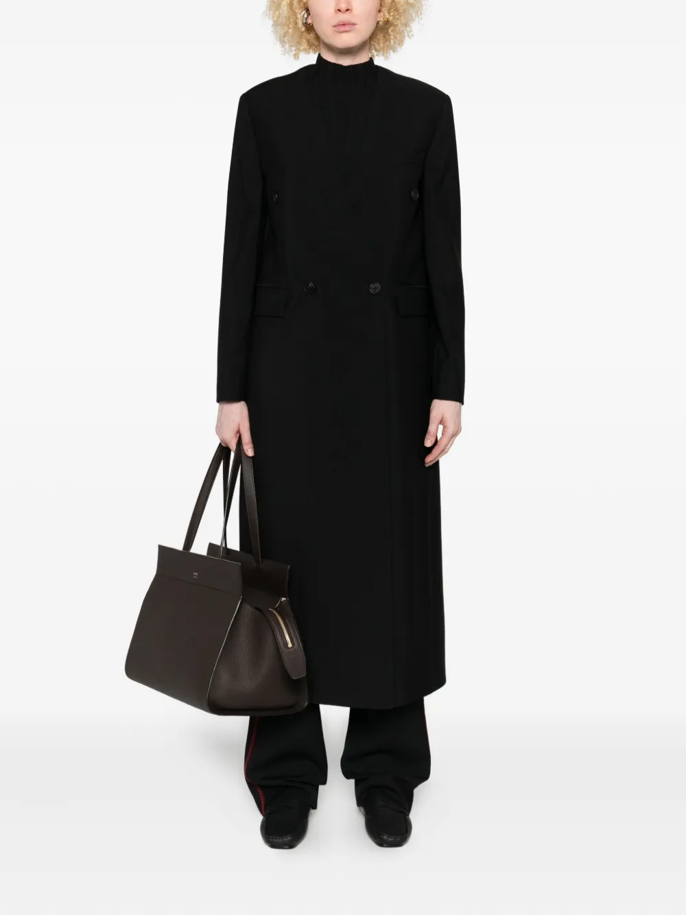 The Row Double-breasted Coat In Black