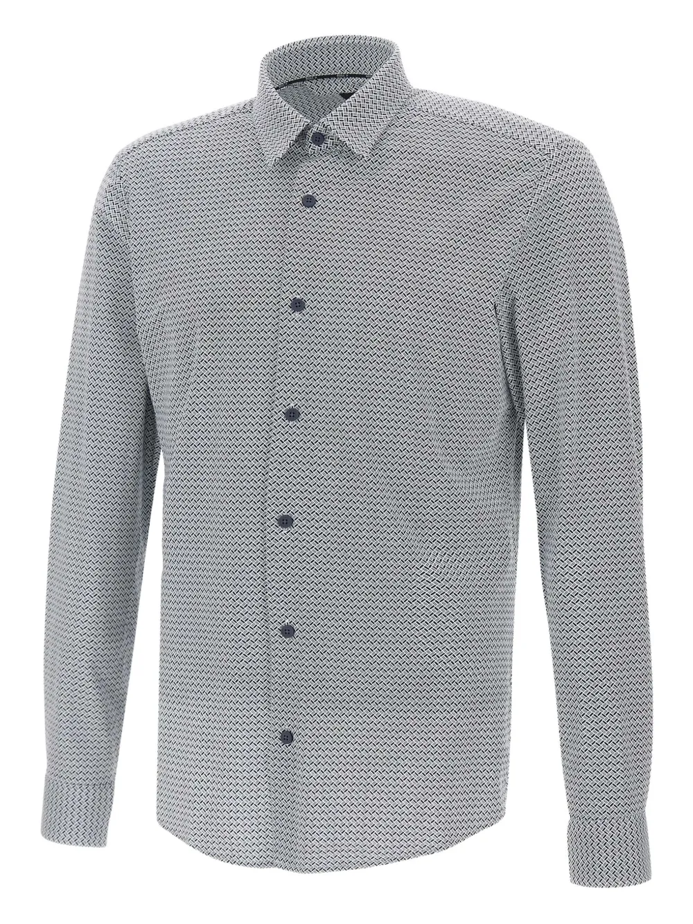 BOSS geometric-pattern long-sleeve shirt | Blue | Image 1
