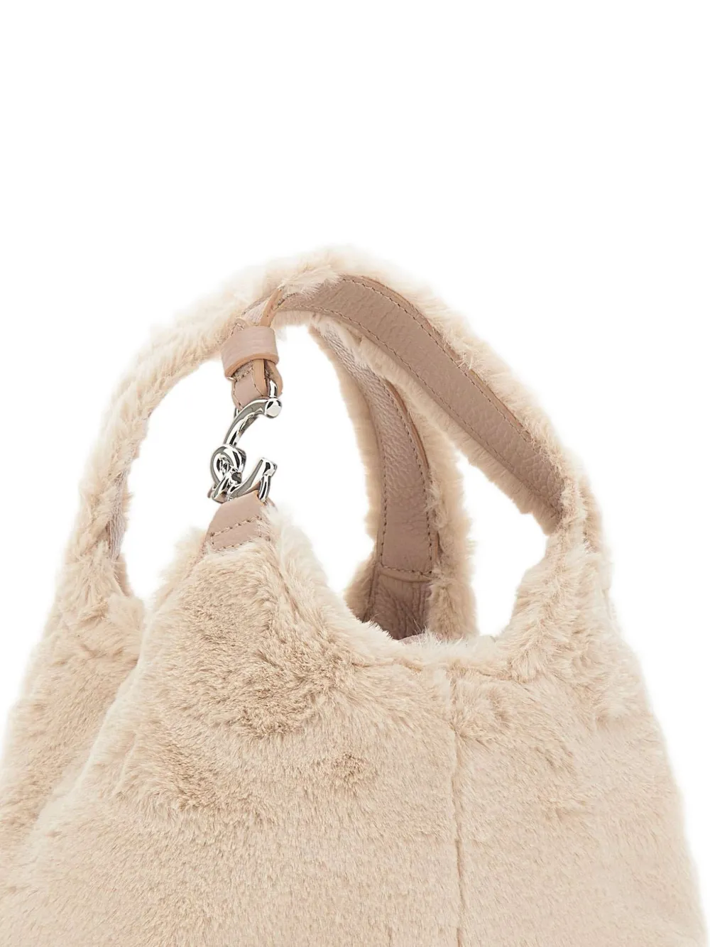 Coccinelle C-easy Faux-fur Top Handle Tote Bag In Neutral