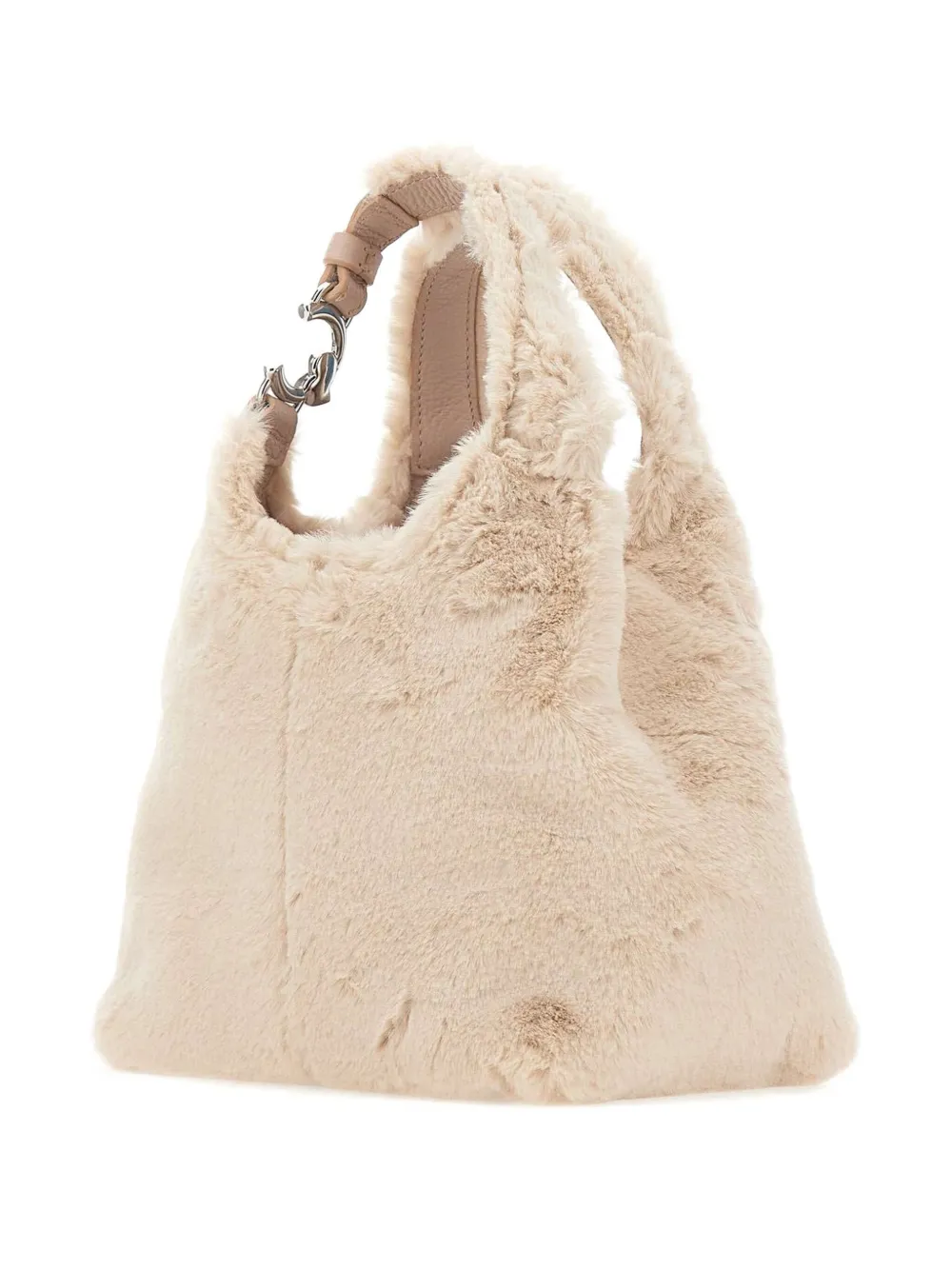 Coccinelle C-easy Faux-fur Top Handle Tote Bag In Neutral