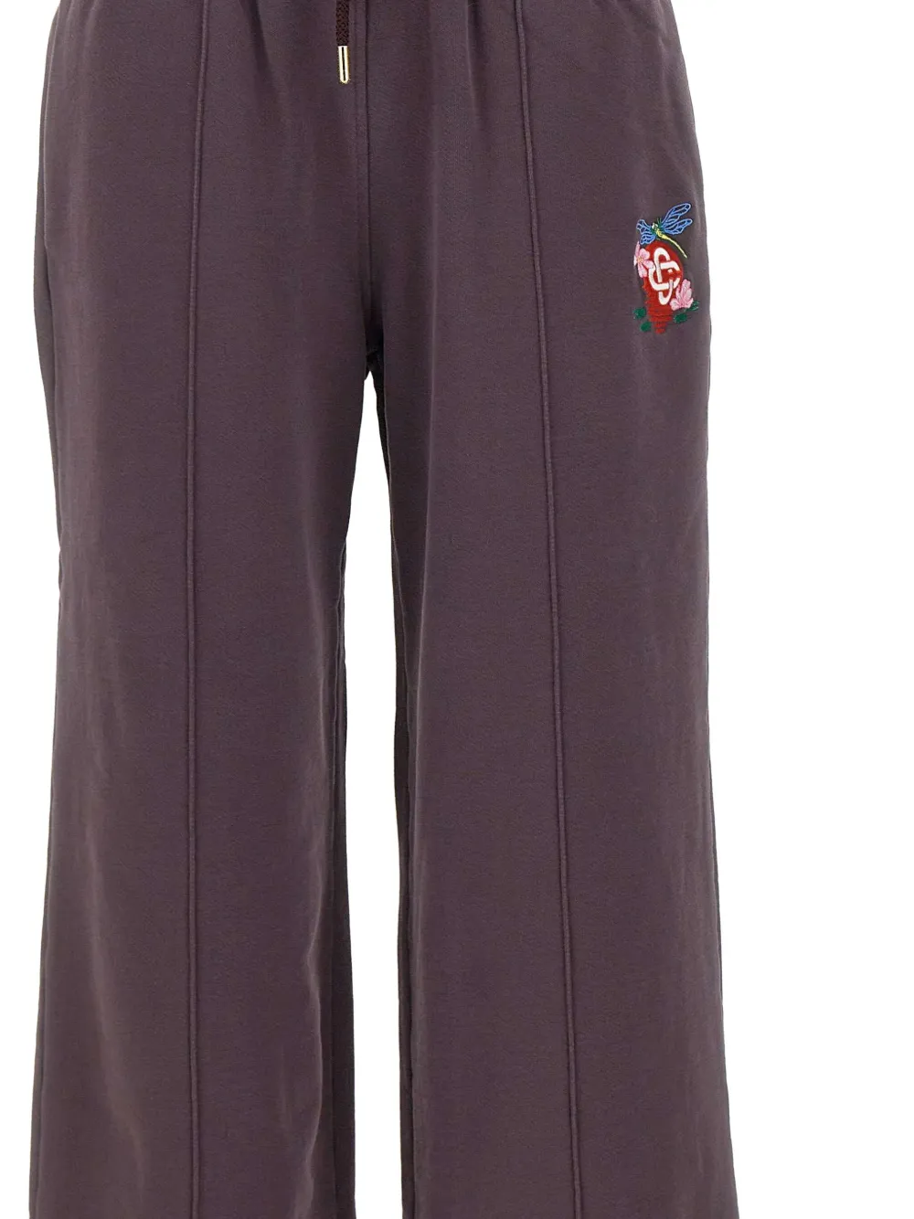 Casablanca Dragonfly Floral Embroidery Jogging Pants In Burgundy
