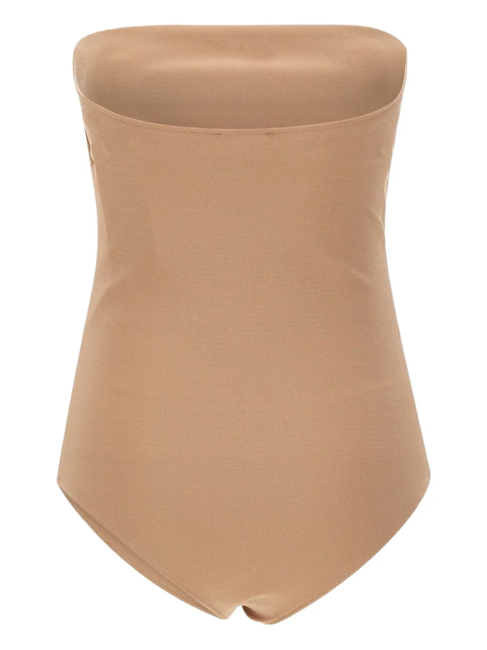 Courrèges Strapless Seamless Bodysuit Top In Brown