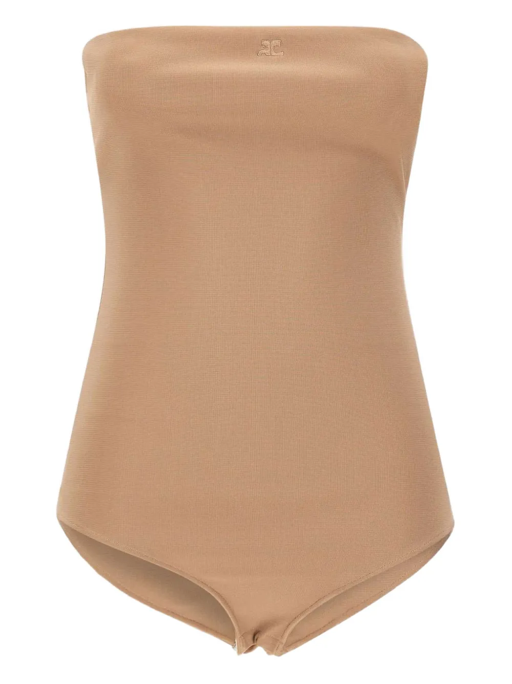 Courrèges Strapless Seamless Bodysuit Top In Brown