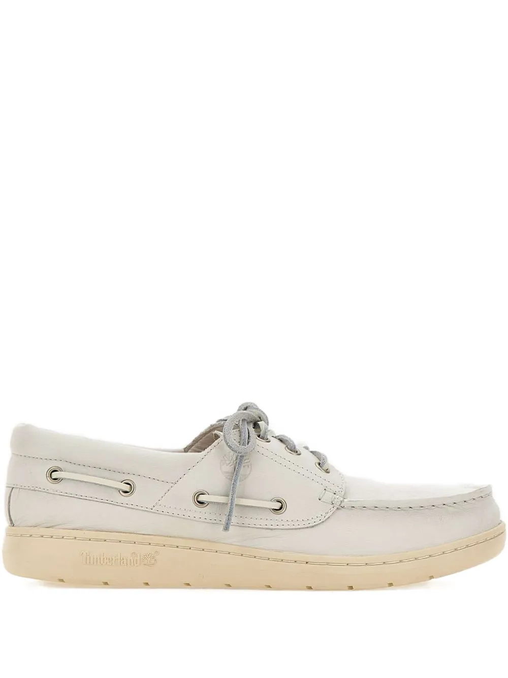 Timberland leather lace-up boat shoes White