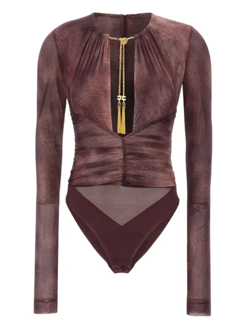 Elisabetta Franchi body fruncido con estampado de piel de serpiente