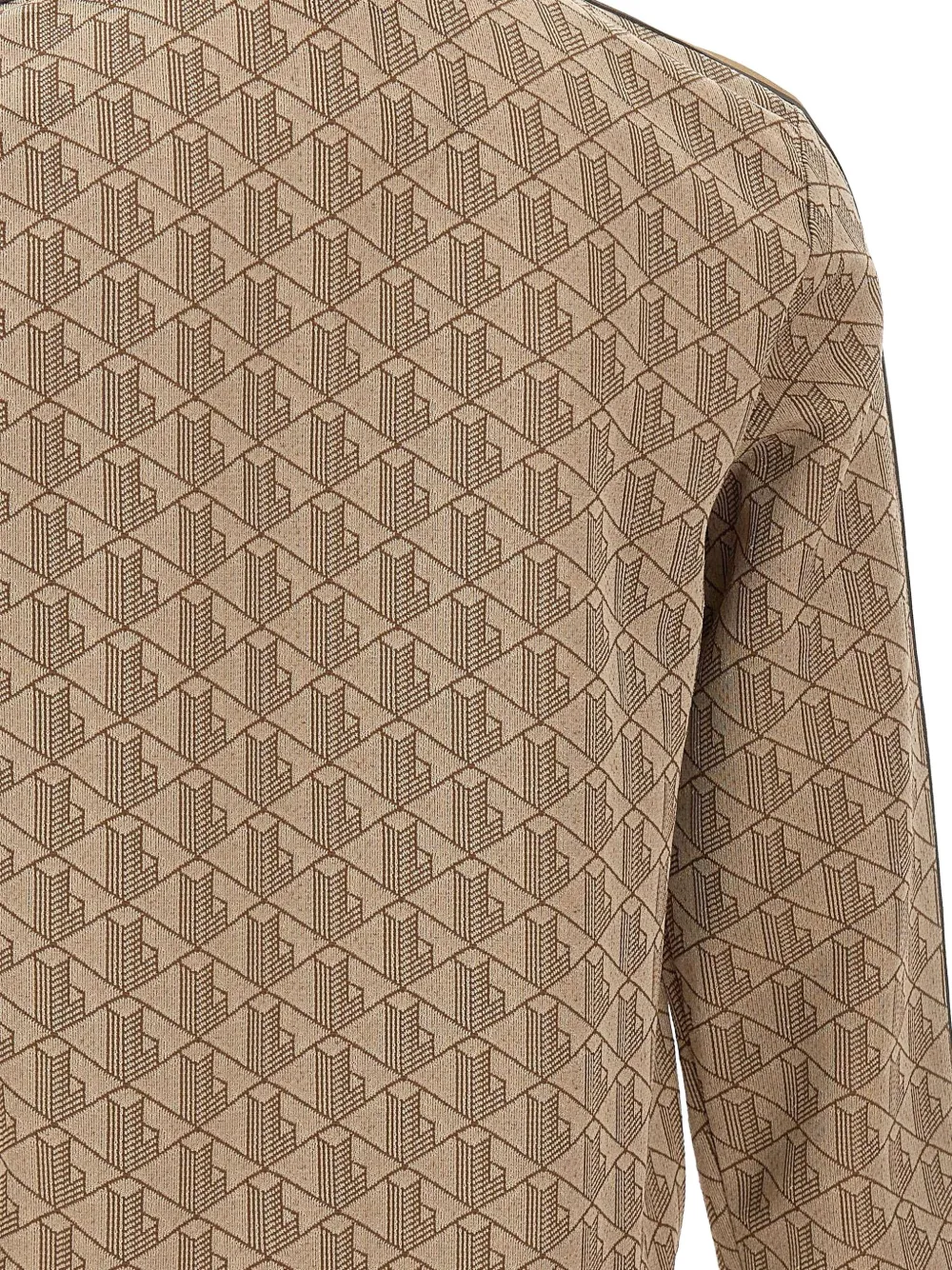 Lacoste Monogram Stripe-detail Zip-up Sweatshirt In Brown