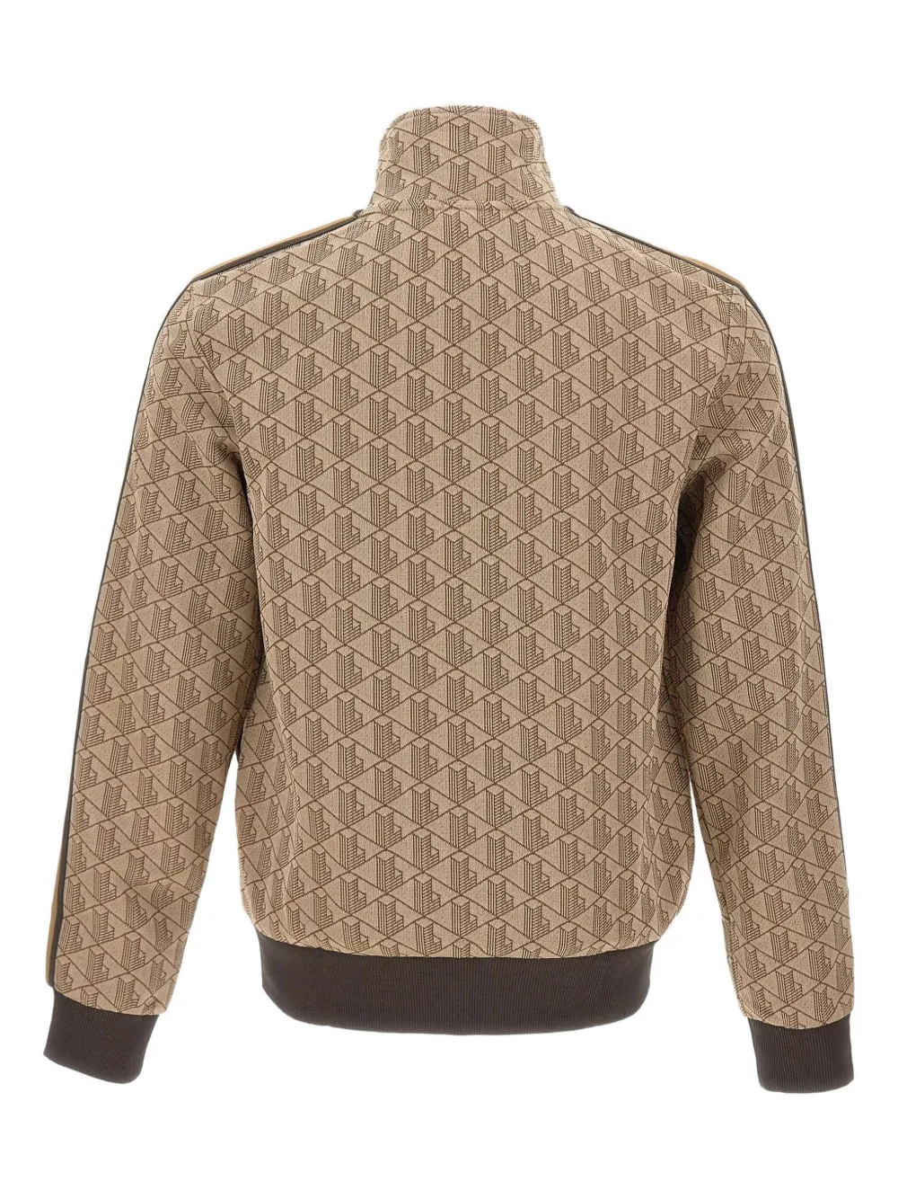 Lacoste monogram stripe-detail zip-up sweatshirt - Beige