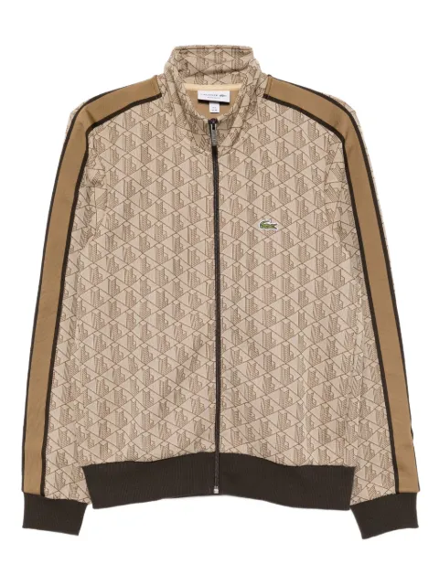 Lacoste monogram stripe-detail zip-up sweatshirt