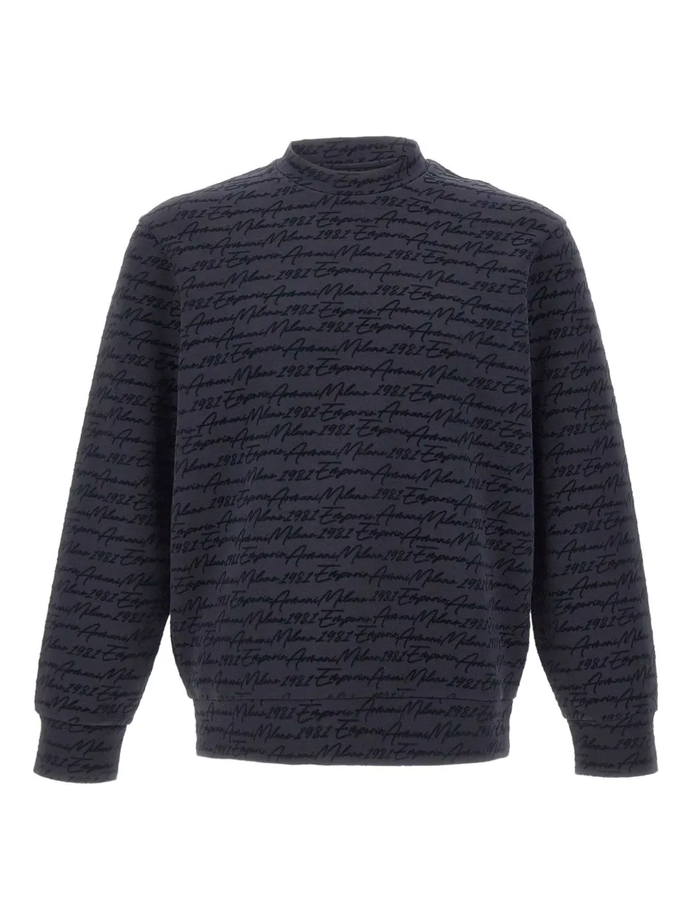 Emporio Armani flock-print crew-neck sweatshirt | Blue | Image 1