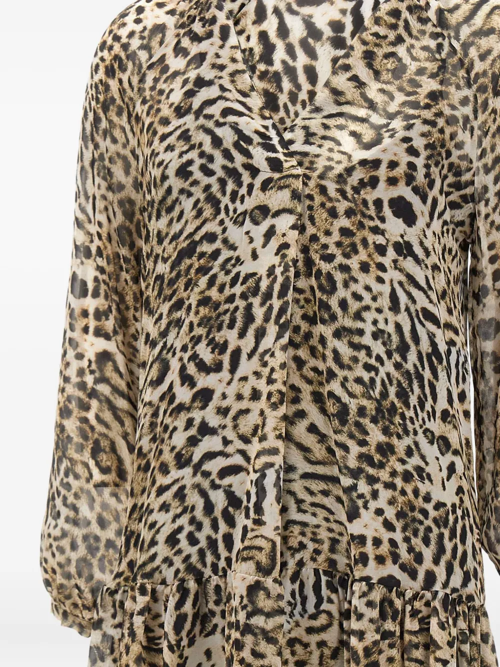 Kaos Jurk met dierenprint en V-hals - Beige
