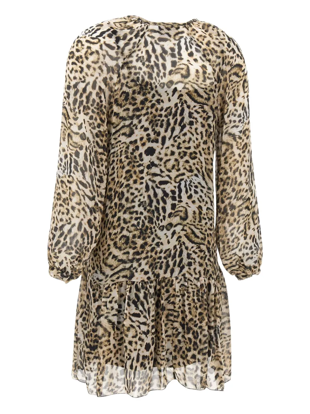 kaos Jurk met dierenprint en V-hals Beige