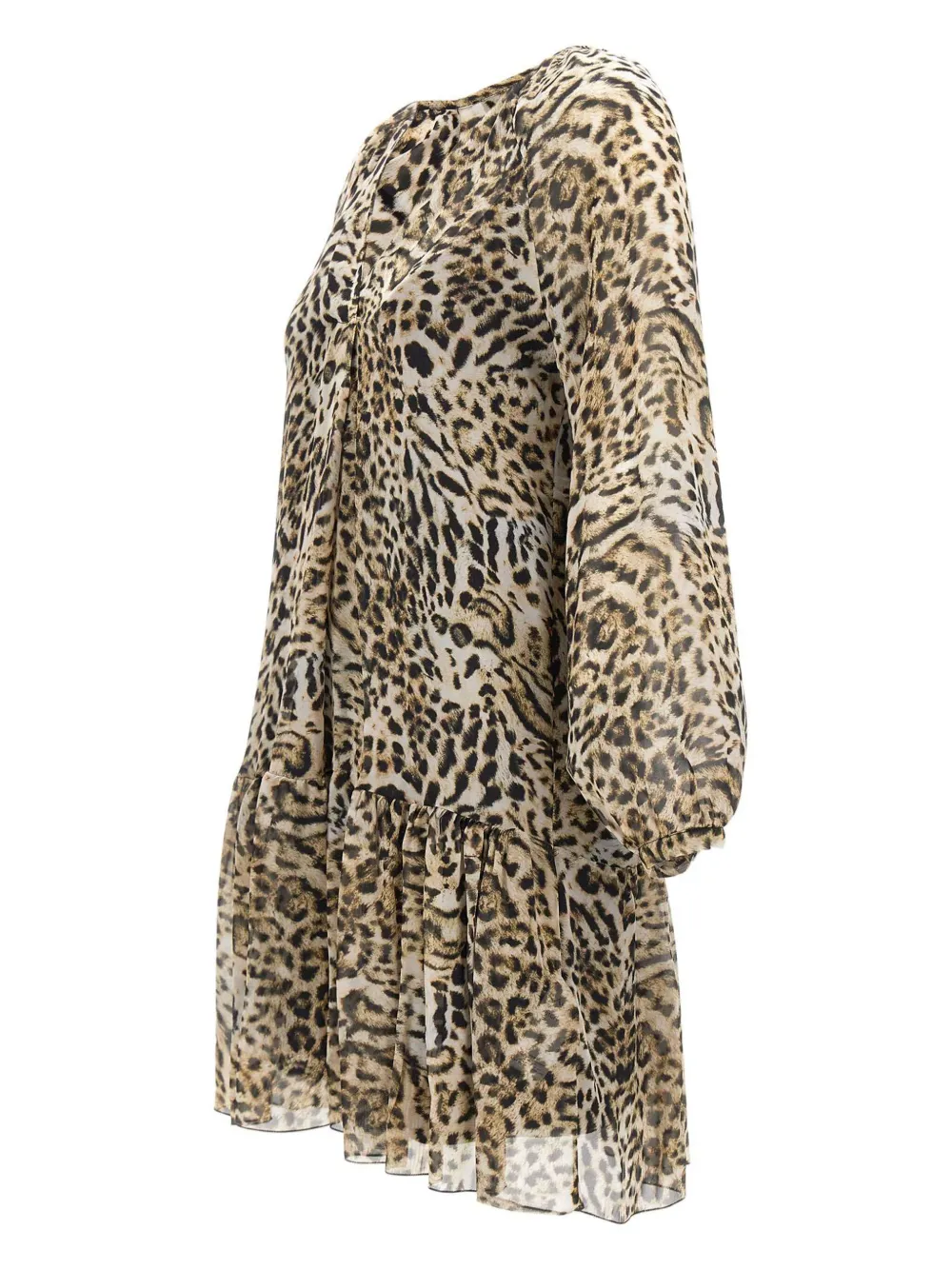 kaos Jurk met dierenprint en V-hals Beige