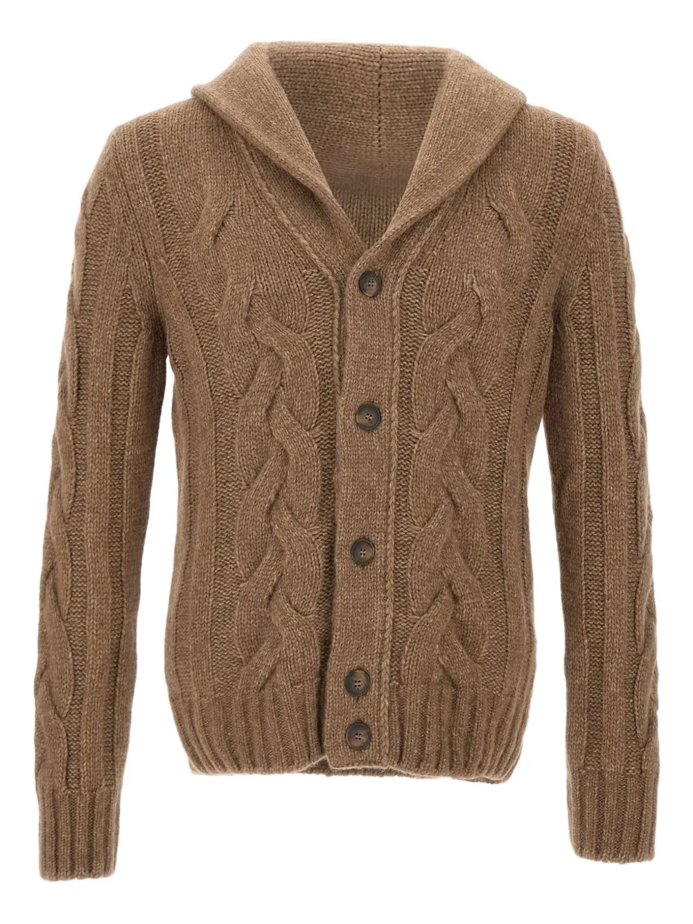 Gran Sasso cable-knit shawl-collar cardigan | Brown | Image 1