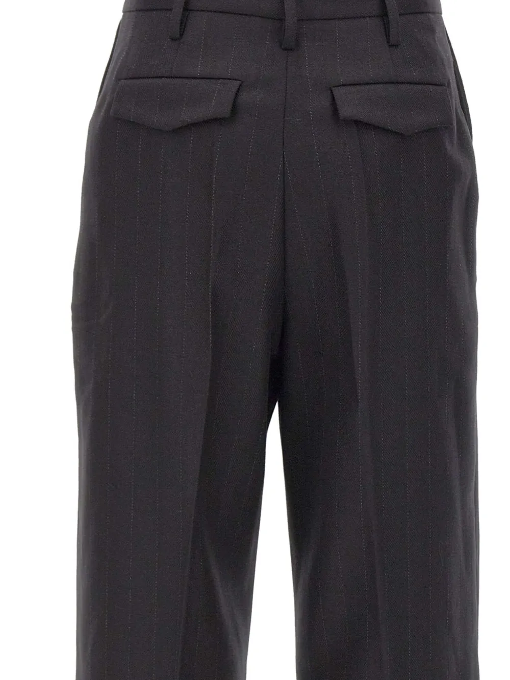 Herskind Pinstripe Wool Trousers In Black