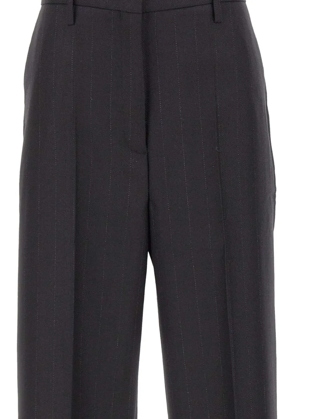 Herskind Pinstripe Wool Trousers In Black