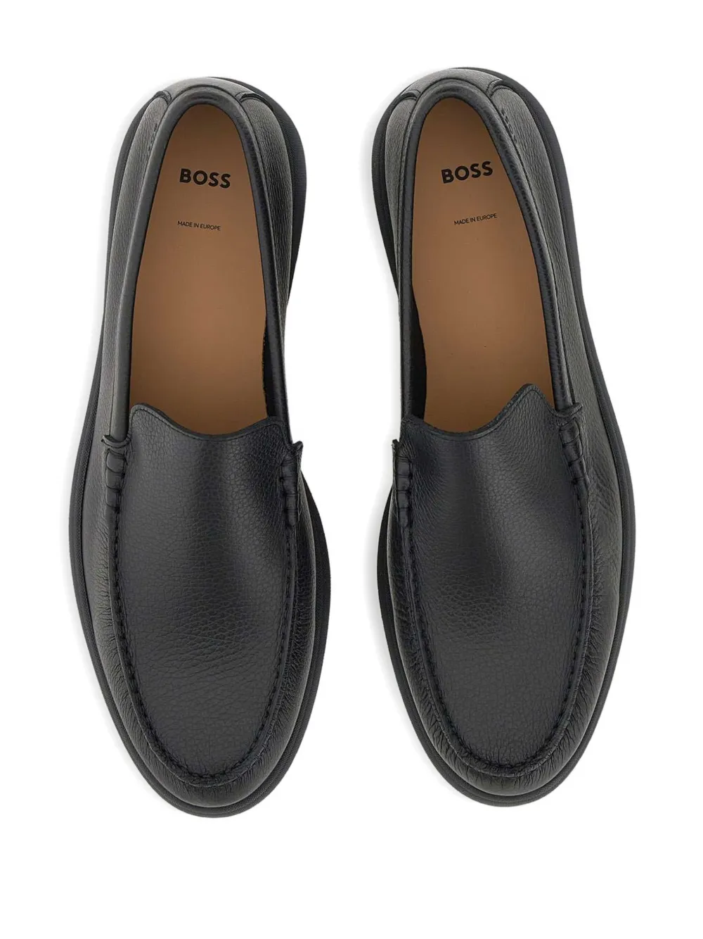 BOSS leather loafers Black