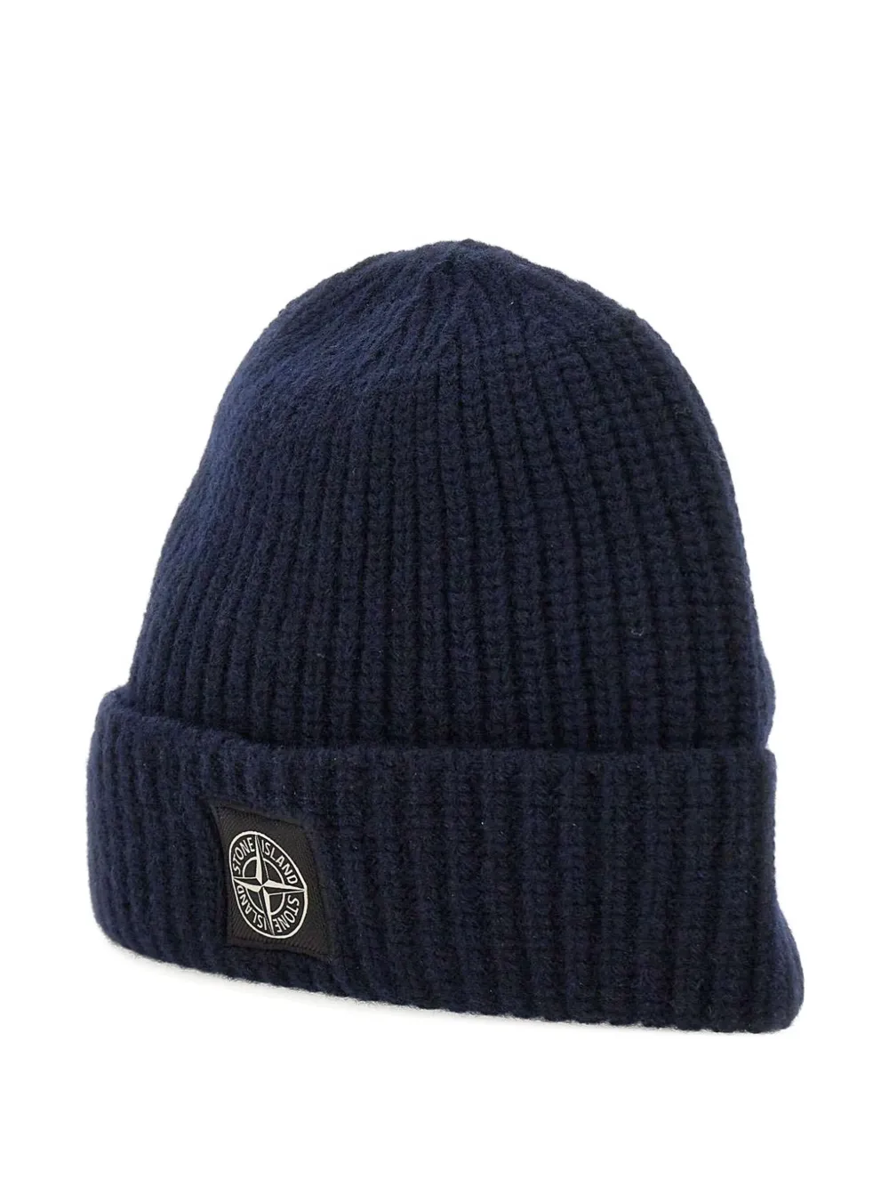 Stone Island リブニット ビーニー - ブルー Stone Island リブニット ビーニー - ブルー