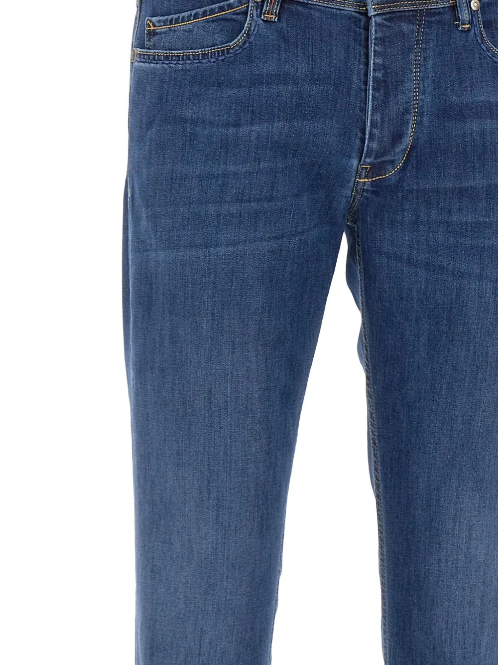 Re-hash Rubensb Five-pocket Suede-patch Jeans In Blue