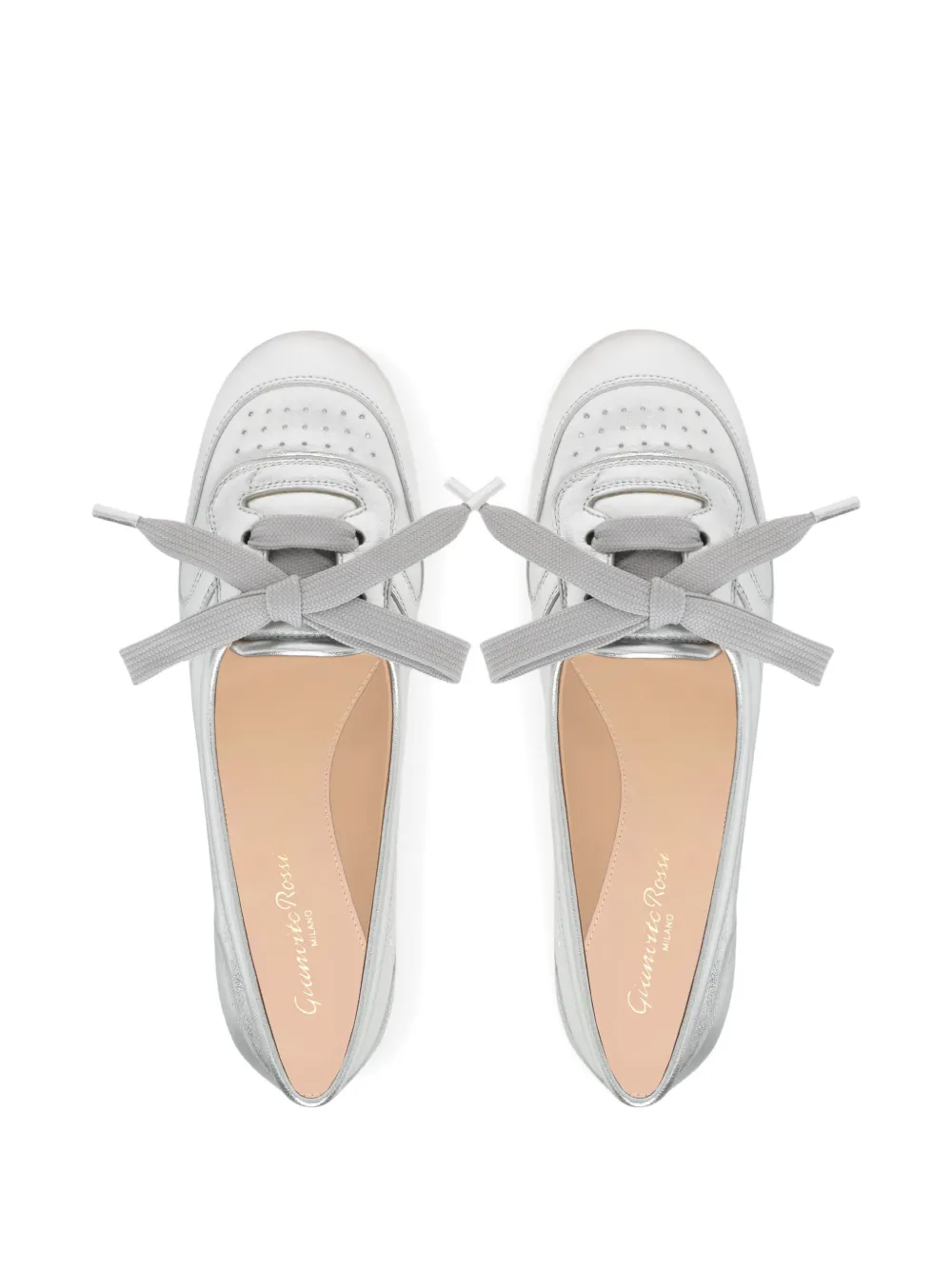 Gianvito Rossi Lace-up Perforated Ballet Flats In Multi