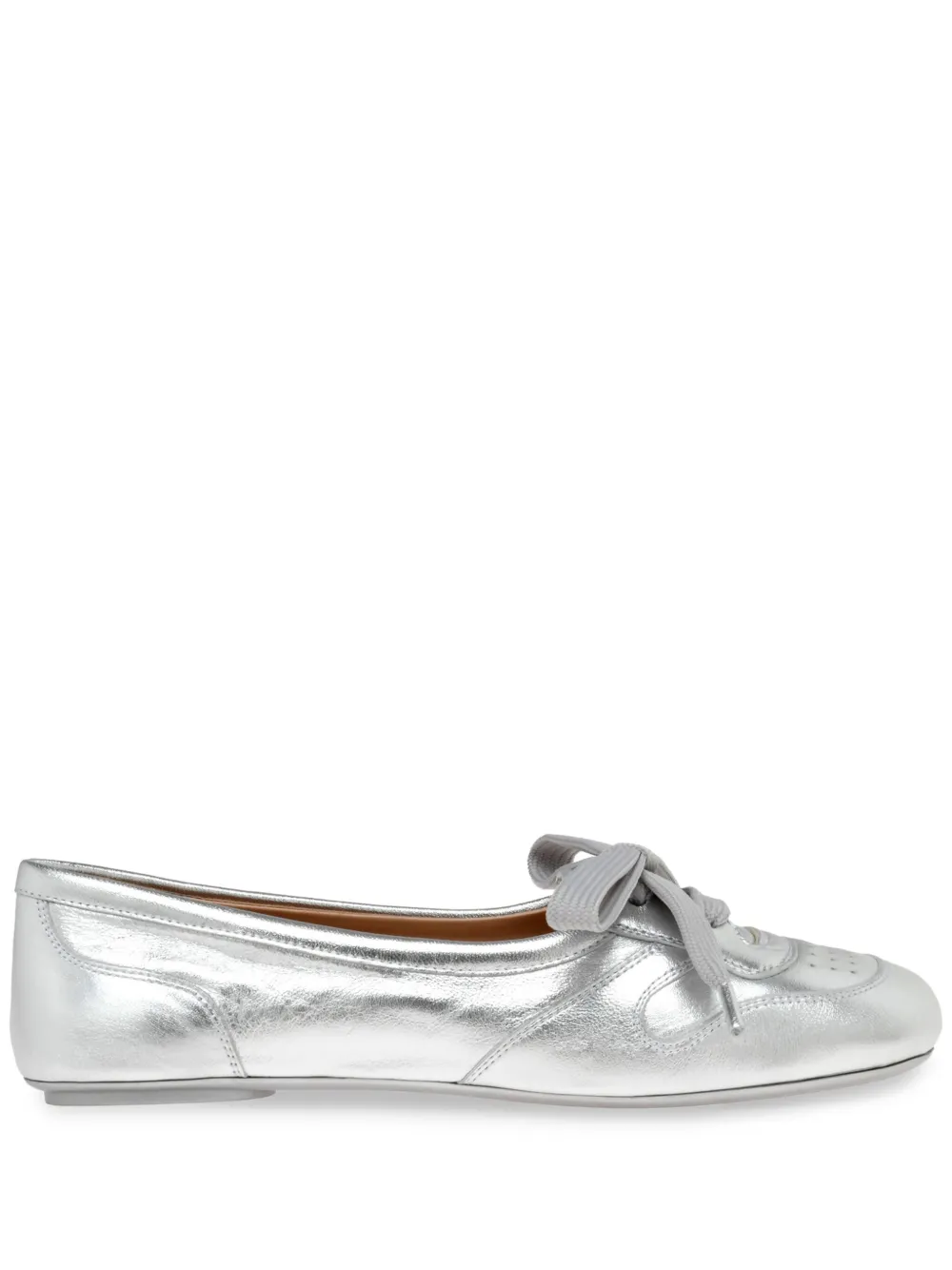 Gianvito Rossi Lace-up Perforated Ballet Flats In Multi