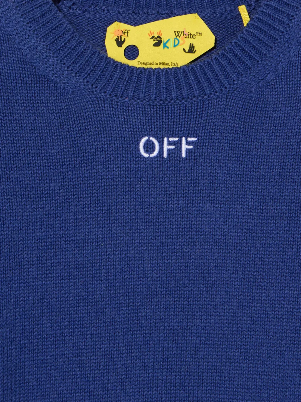 Off-White Kids Trui met diagonale streep en ronde hals Blauw