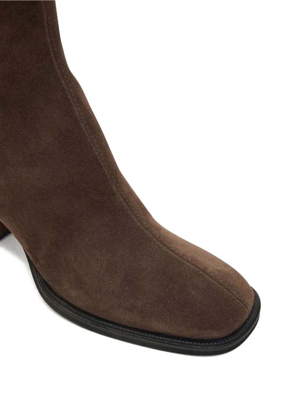 Furla Square Toe Suede Ankle Boots With Block Heel In Brown