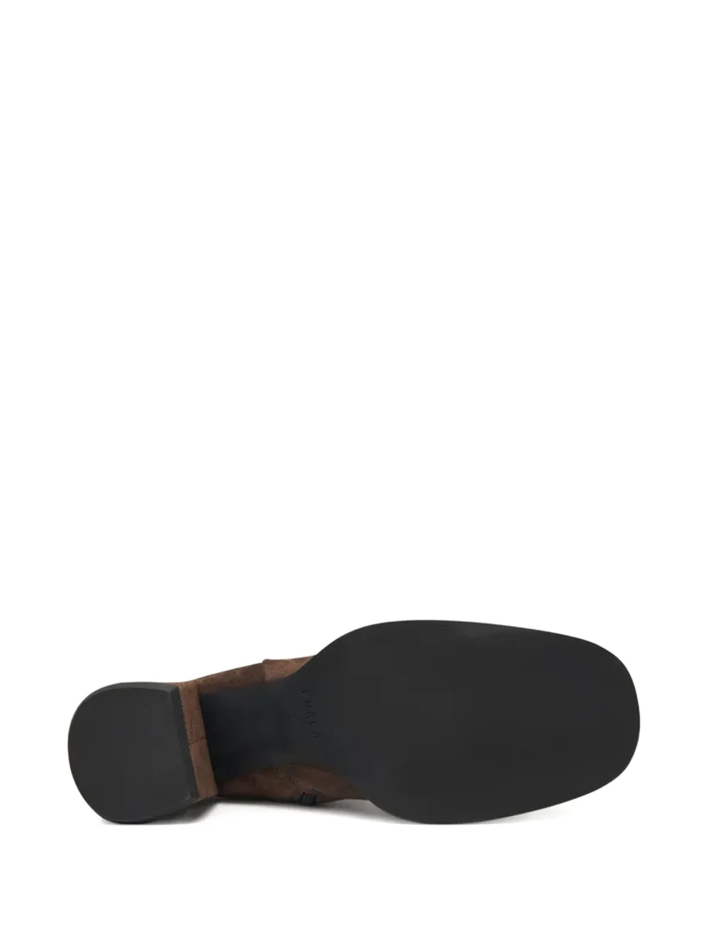 Furla Square Toe Suede Ankle Boots With Block Heel In Brown