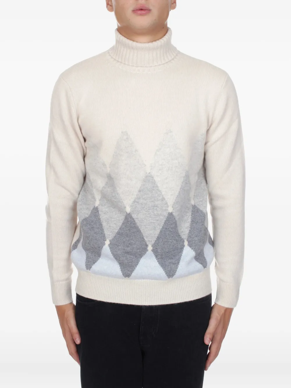 Ballantyne argyle roll-neck sweater | White | Image 1