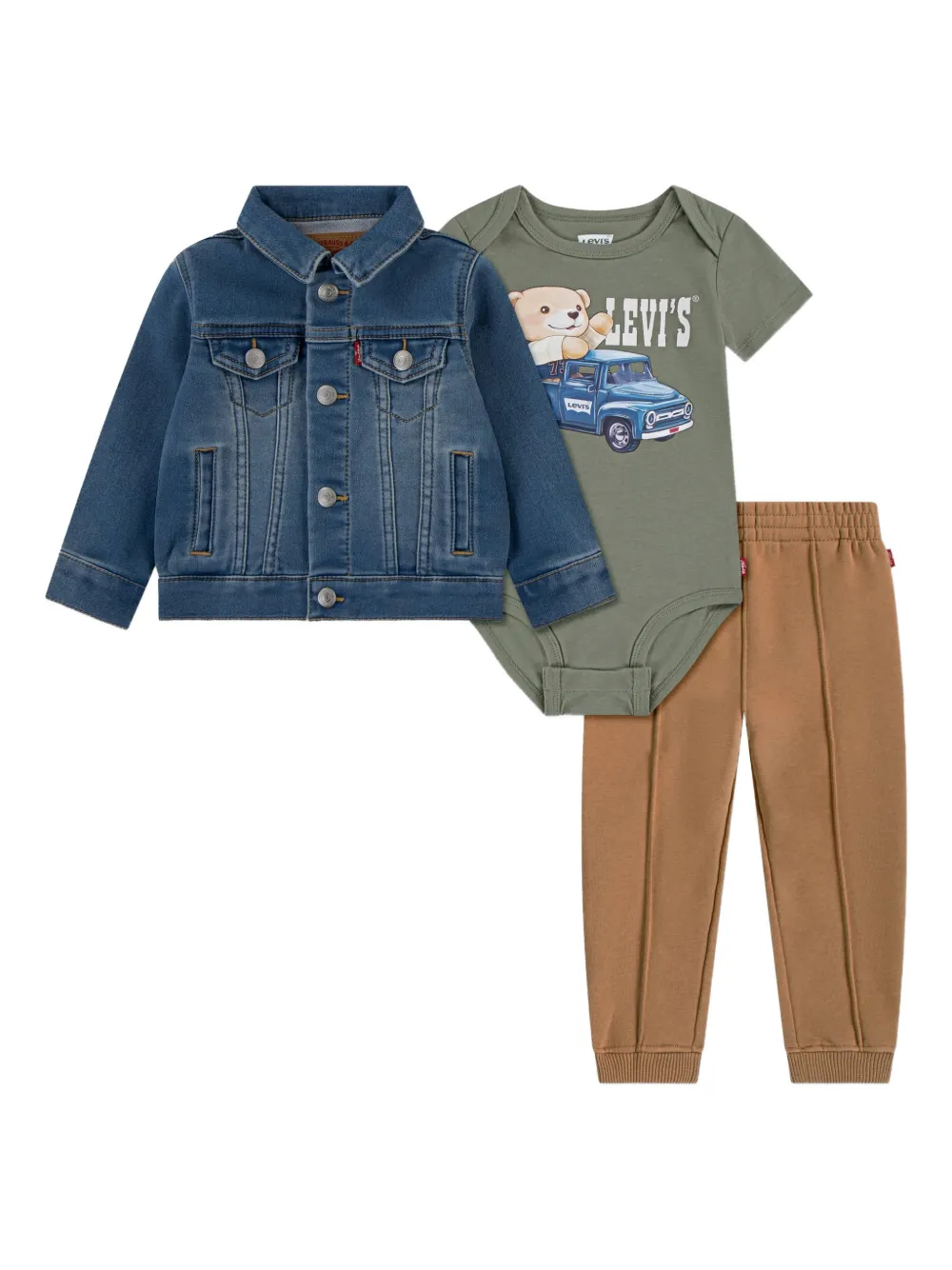 Levi's Kids Baby Trucker, Tee & Joggers Baby Set - Marrone
