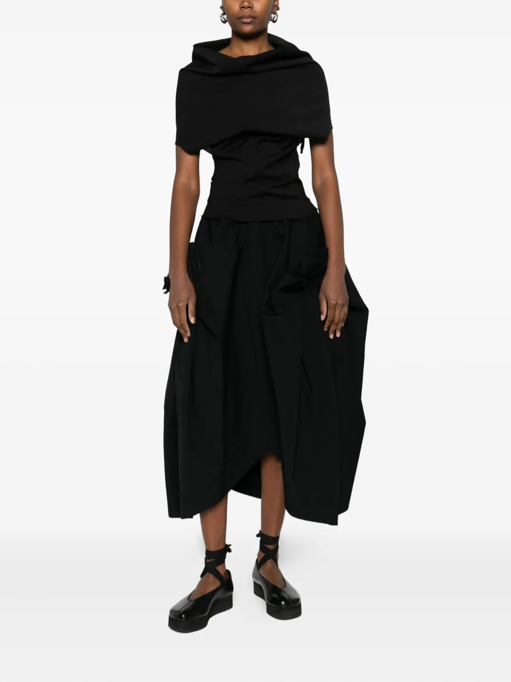 Comme Des Garçons Rok met ruche - Zwart
