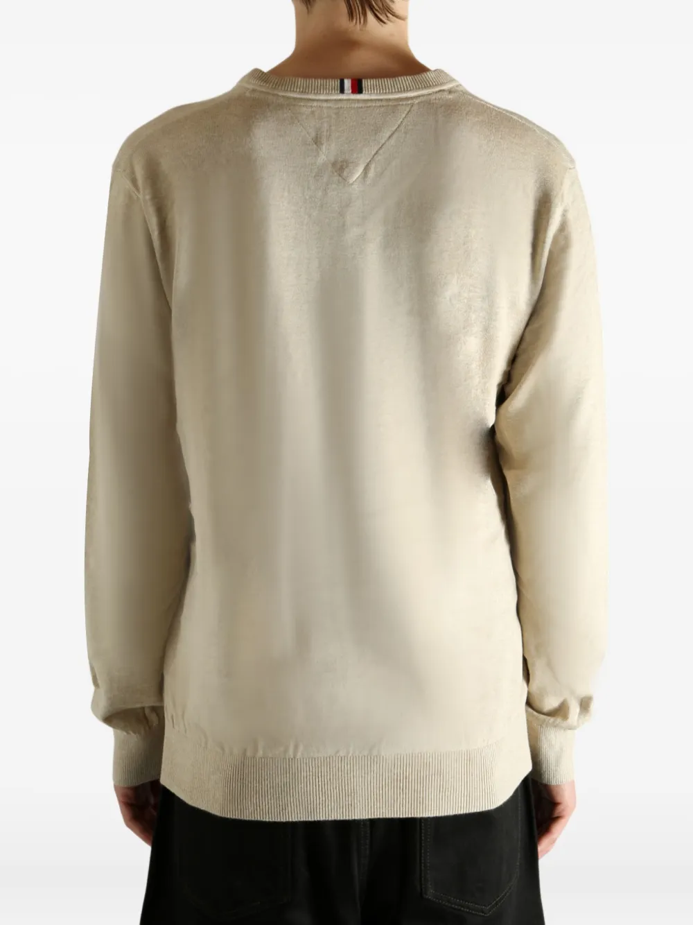 Tommy Hilfiger V-neck Logo Sweater In Neutral