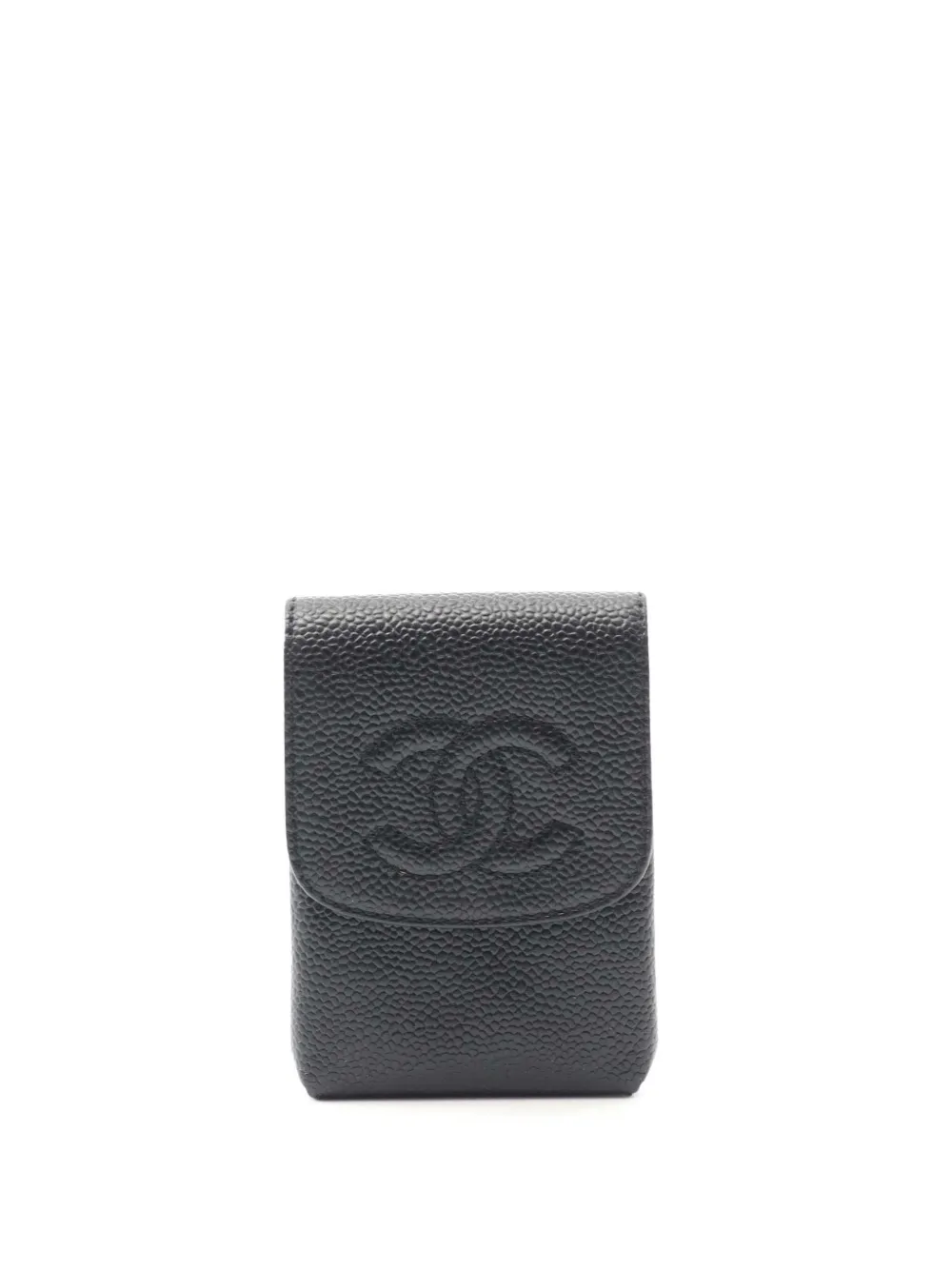 CHANEL Pre-Owned 2000-2002 ココマーク キャビア シガレットケース - ブラック CHANEL Pre-Owned 2000-2002 ココマーク キャビア シガレットケース - ブラック