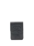 CHANEL Pre-Owned 2000-2002 CC Caviar Cigarette Case - Black