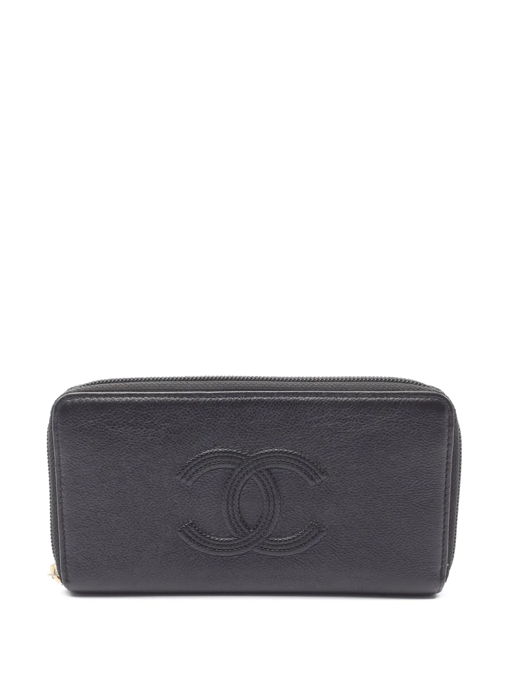 CHANEL Pre-Owned 2018-2019 ココマーク ラムスキン ジップアラウンド ファスナー長財布 - ブラック CHANEL Pre-Owned 2018-2019 ココマーク ラムスキン ジップアラウンド ファスナー長財布 - ブラック