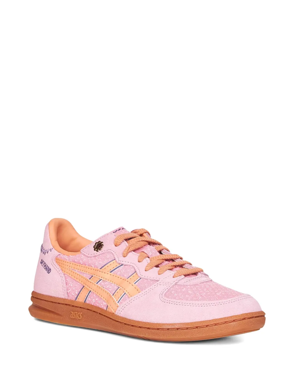 ASICS Skyhand og embroidered-logo suede sneakers Pink