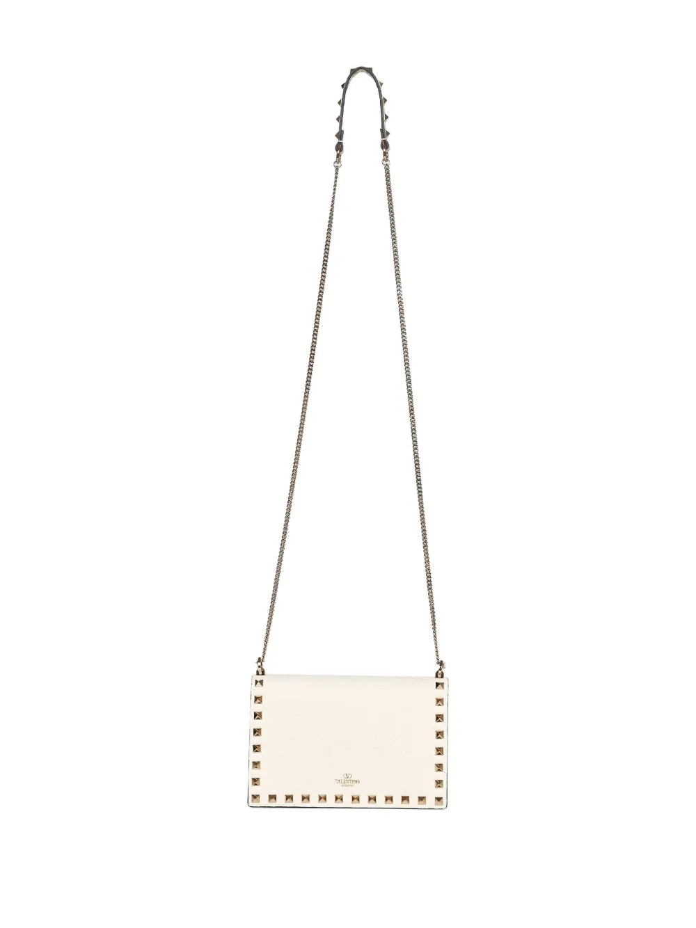 Valentino Light Ivory Rockstud Mini Bag With Chain In White