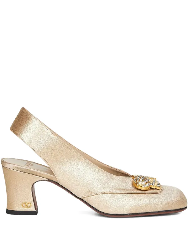 Valentino Garavani Adamantine Slingback Pumps in Glitter Fabric 60Mm in Yellow