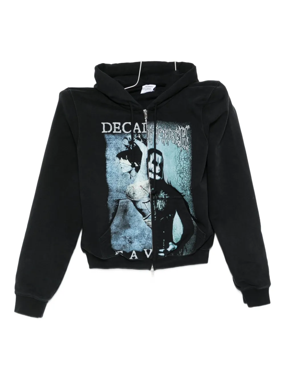 Vetements Black Cradle Of Filth Cut-up Oversized Zip-up Hoodie In Black