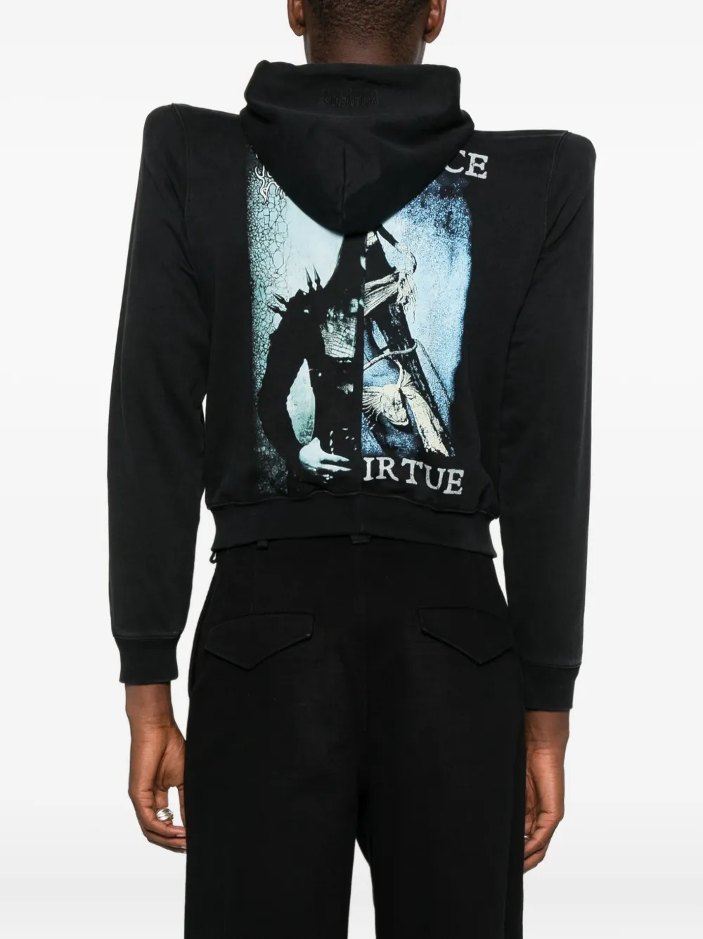 Vetements Black Cradle Of Filth Cut-up Oversized Zip-up Hoodie In Black