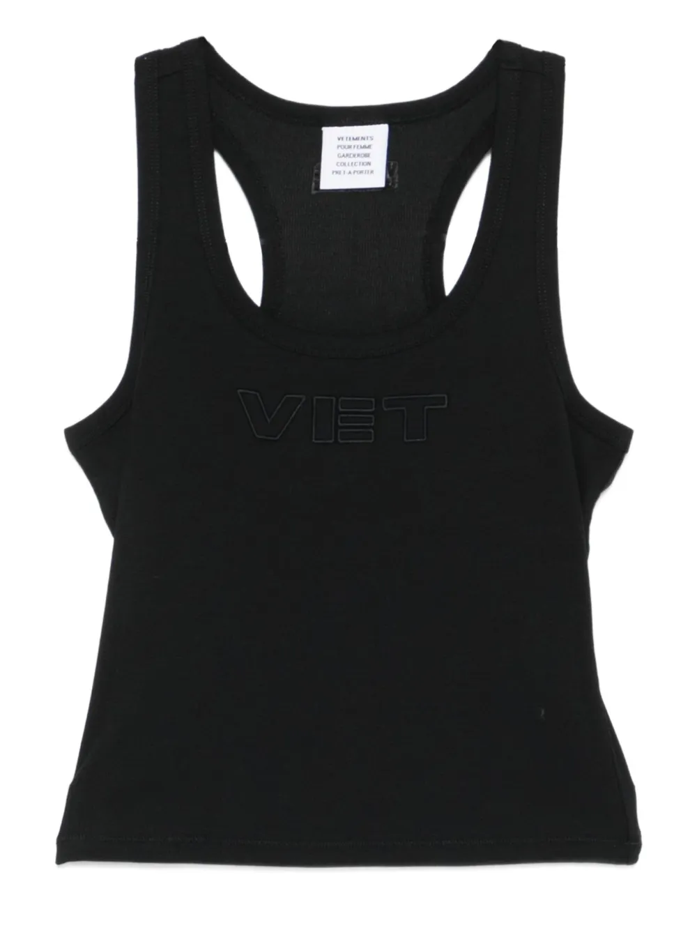 VETEMENTS logo-embroidered tank top - Nero