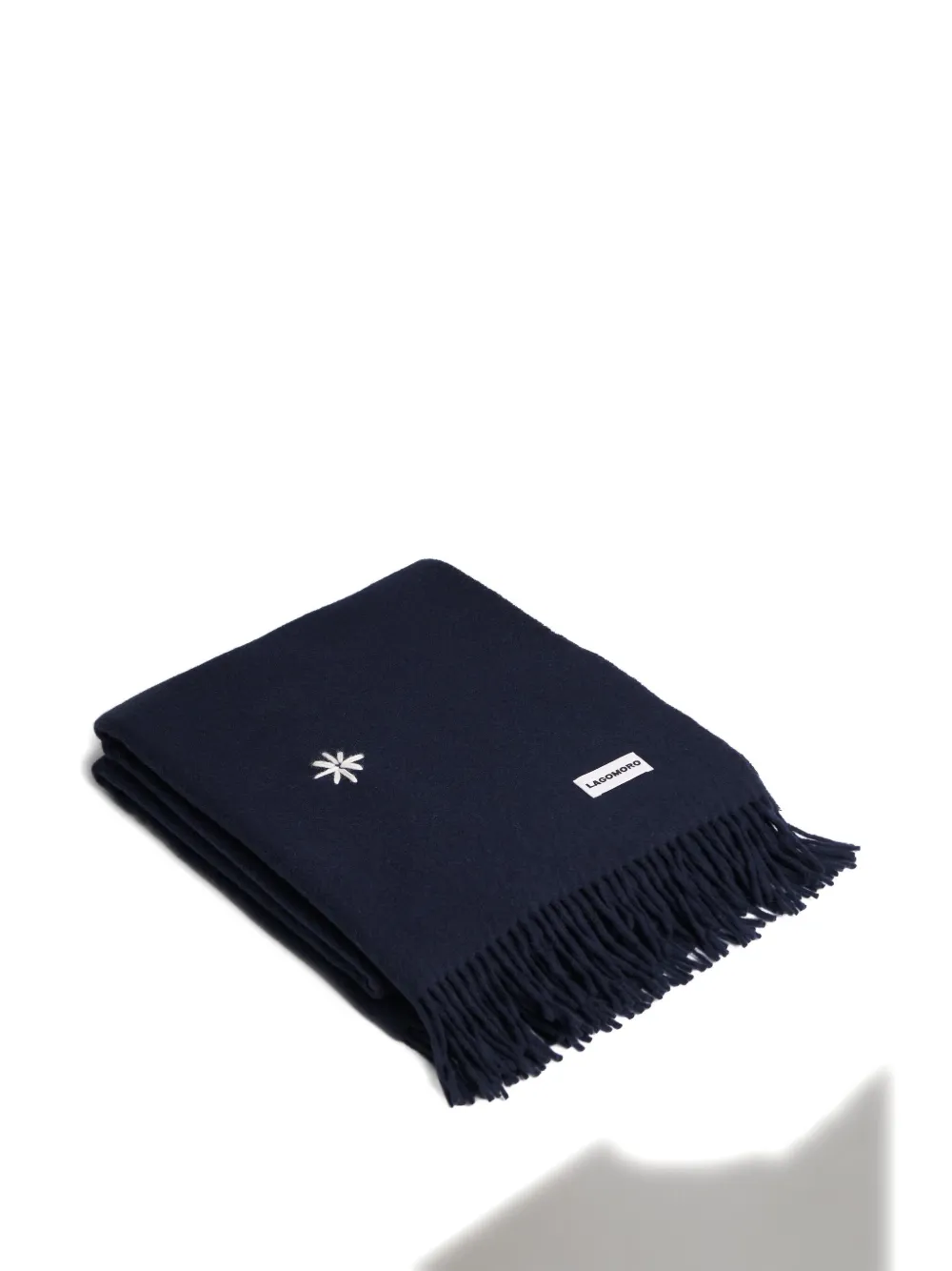 Lagomoro Notte Virgin Wool Blanket (180cm X 135cm) In Blue