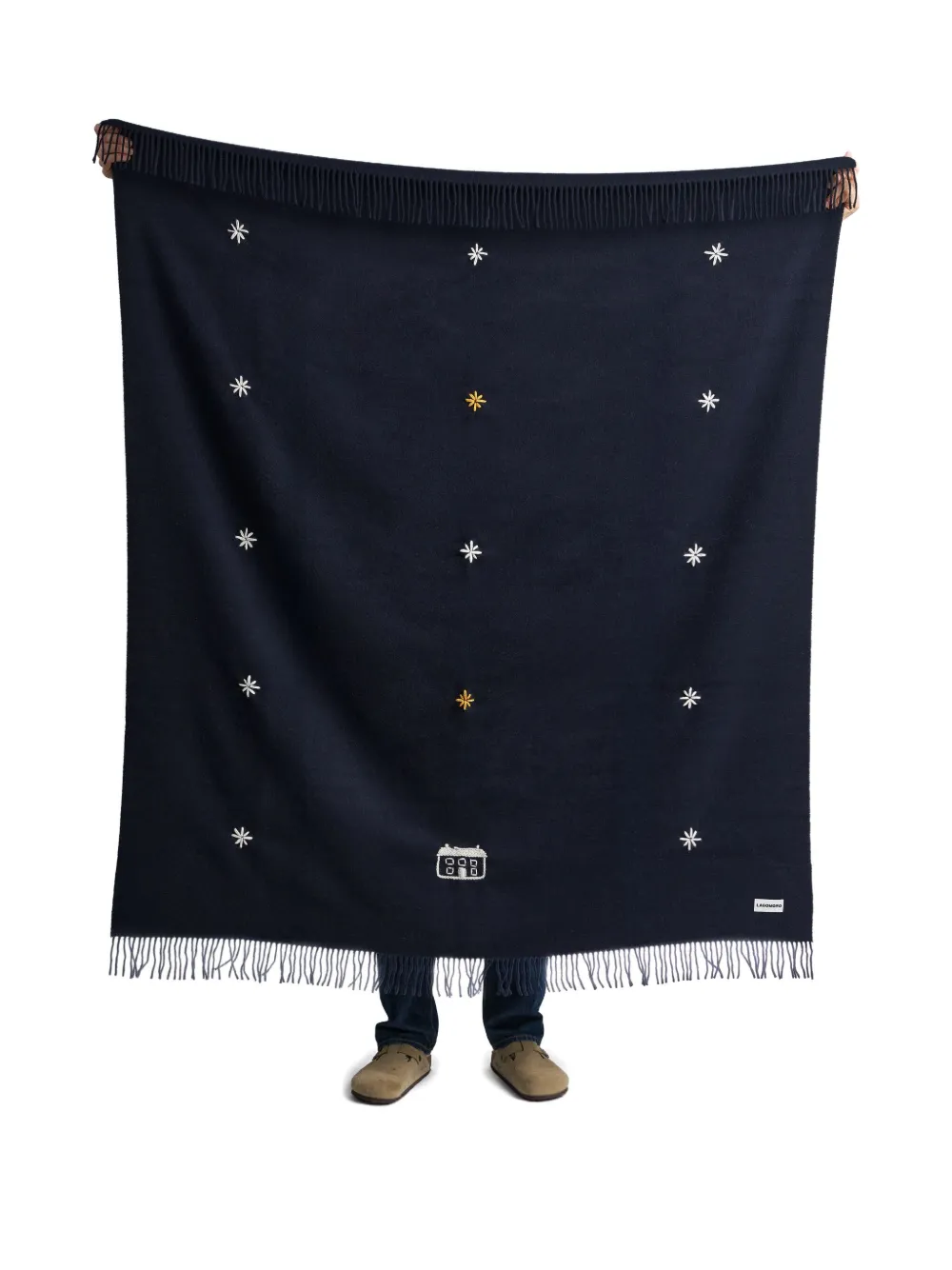 Lagomoro Notte Virgin Wool Blanket (180cm X 135cm) In Blue