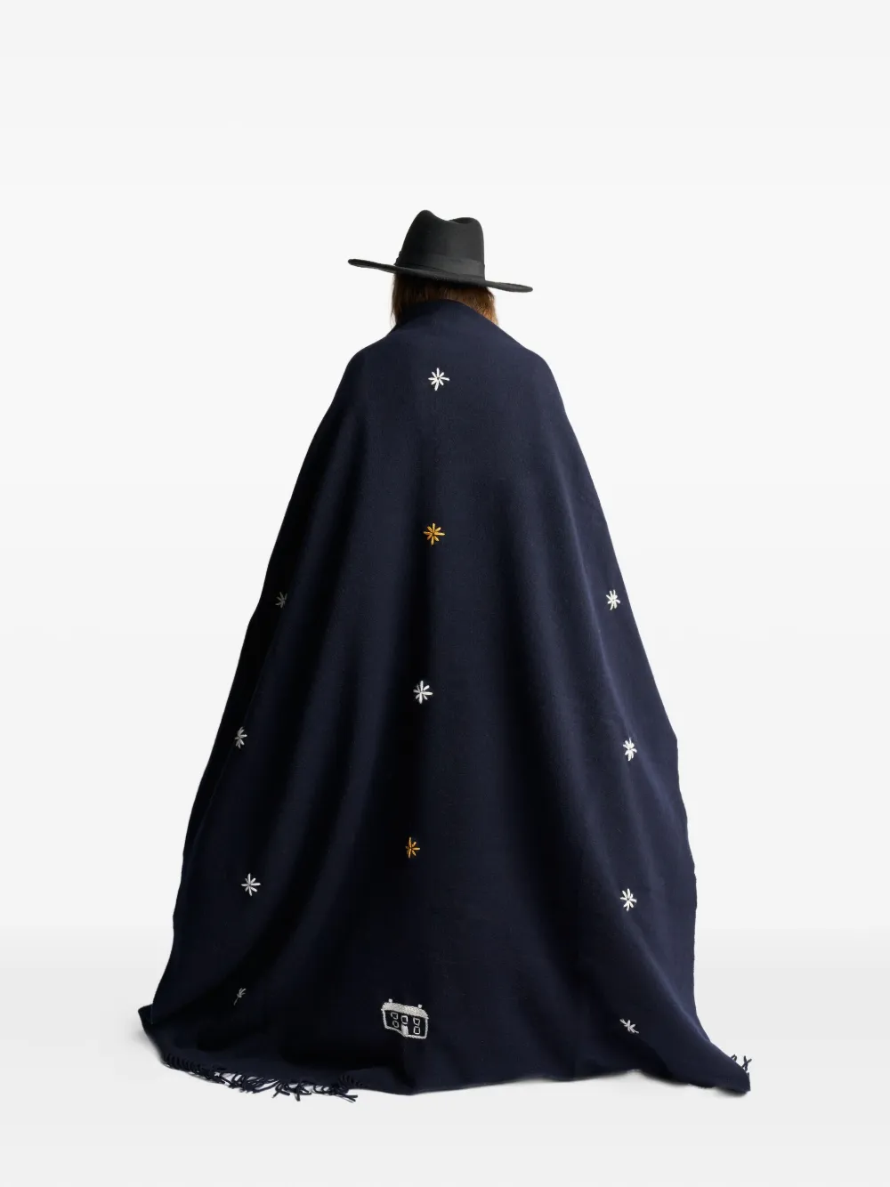 Lagomoro Notte Virgin Wool Blanket (180cm X 135cm) In Blue