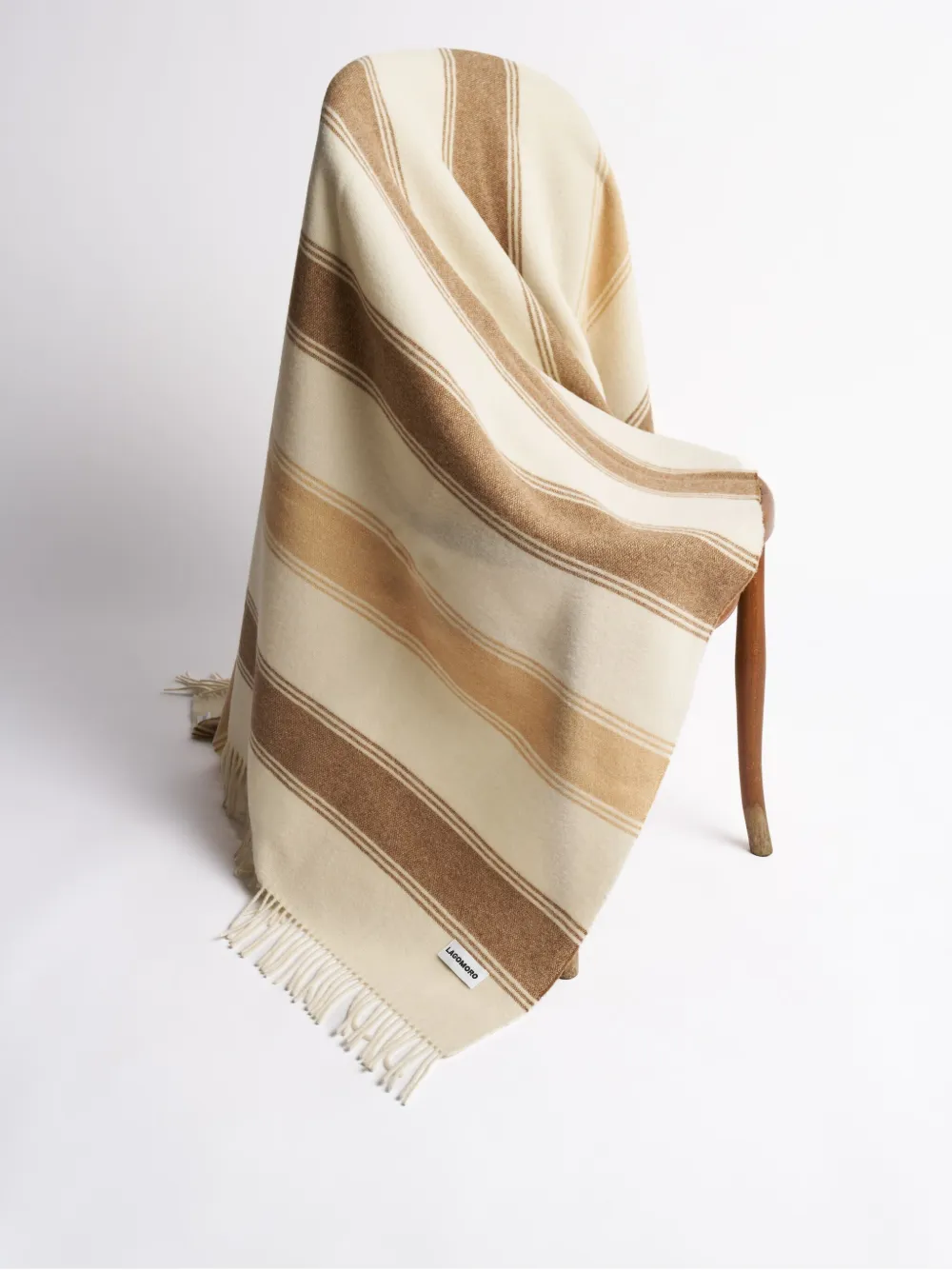 Lagomoro LINUS deken van scheerwol (180 cm x 135 cm) - Beige