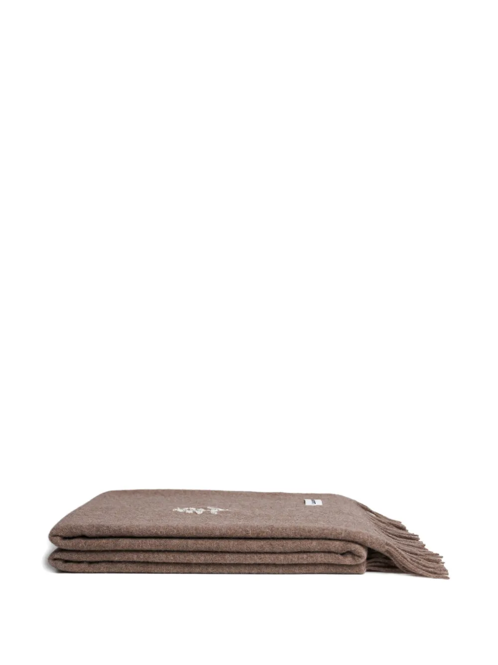Lagomoro Bucaneve Floral-embroidered Fringed Blanket (180cm X 135cm) In Brown