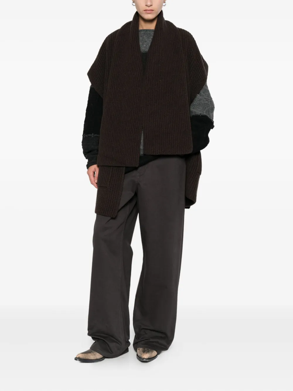 Arovescio Ribbed-knit Cardi-coat In Black