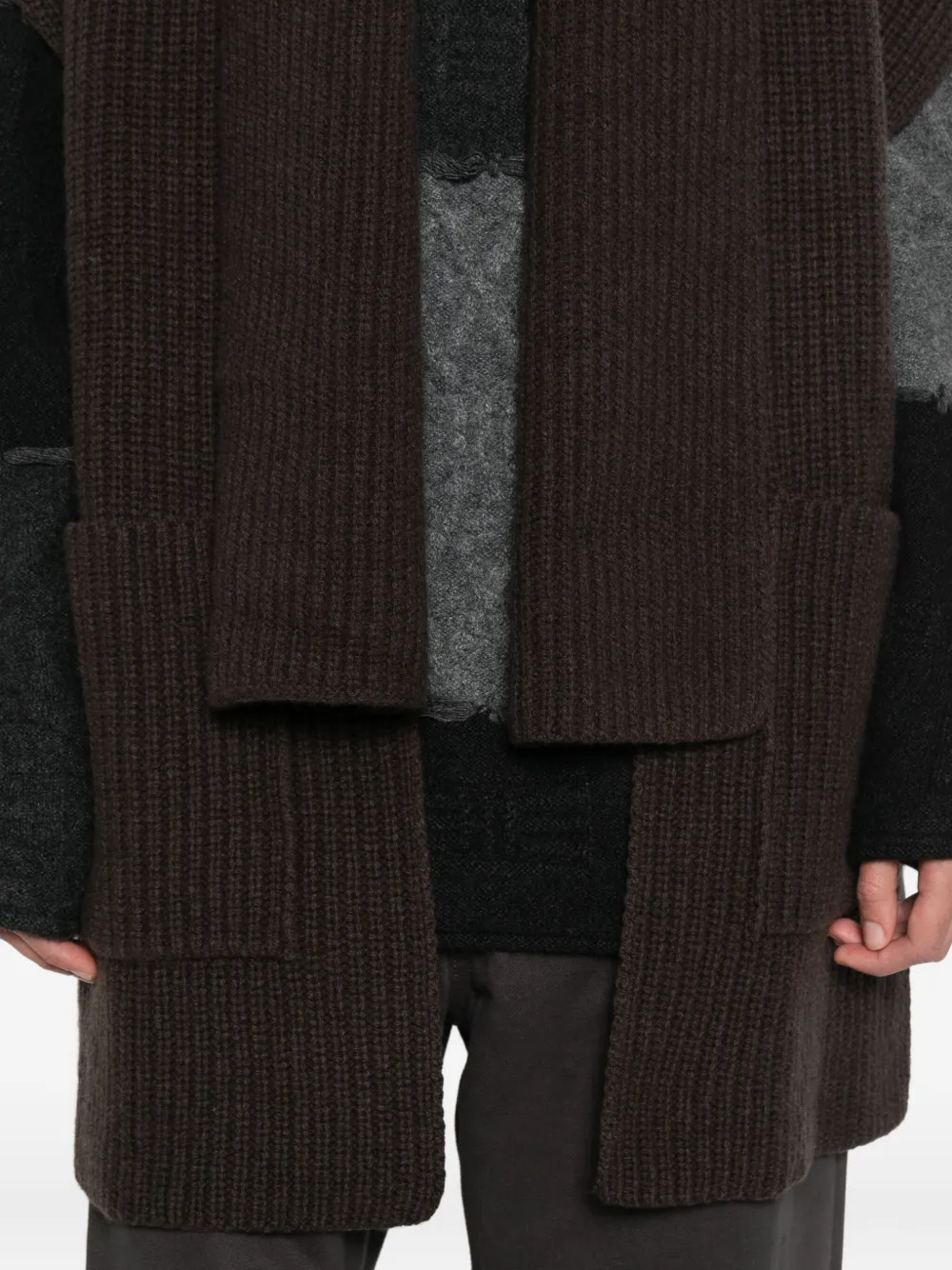 Arovescio Ribbed-knit Cardi-coat In Black