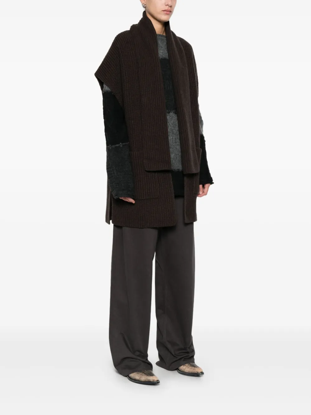 Arovescio Ribbed-knit Cardi-coat In Black